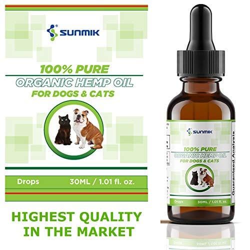 Hemp Oil for Dogs and Cats, 100% Pure, Made in USA, Promotes Natural Anxiety Relief, Mood and Sleep, Hip and Joint Health