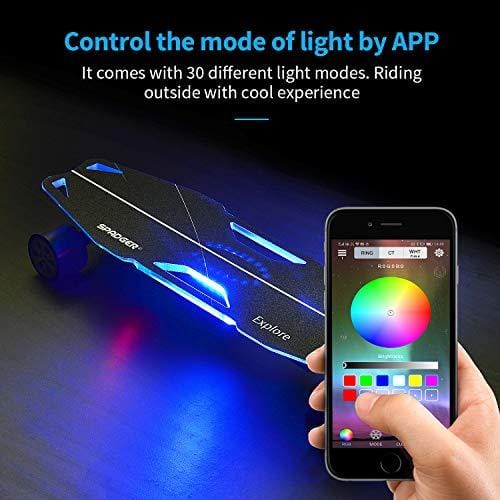 Spadger Electric Skateboard D5X Plus 35’’ Electric Longboard Black, 23Mph 900W Dual Motor, 12 Miles Range, Load up to 264Lbs, with Wireless Remote Control & APP Control Bulit-in LED Lights