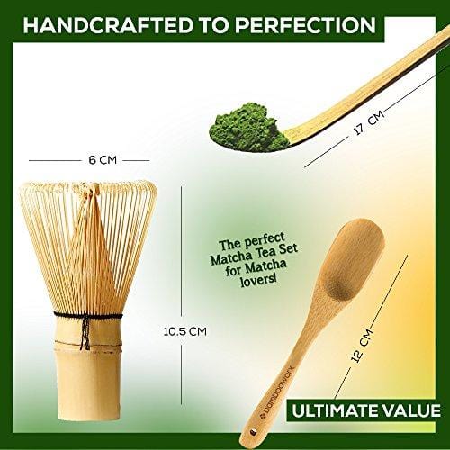 BAMBOOWORX Japanese Tea Set, Matcha Whisk (Chasen), Traditional Scoop (Chashaku), Tea Spoon, The Perfect Set to Prepare a Traditional Cup of Matcha.