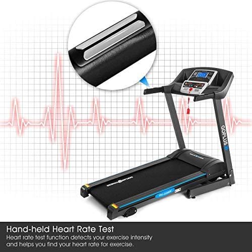 Goplus 2.25HP Electric Folding Treadmill with Incline, Walking Running Jogging Fitness Machine with Blue Backlit LCD Display for Home & Gym Cardio Fitness (Black Jaguar Ⅱ)