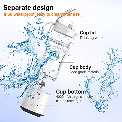 LaHuko Portable Blender Personal Size Blender Juicer Cup for Juice Crushed-ice Smoothie Shake, Two Rotating Speed, USB Rechargeable, Waterproof Blender for Outdoor Picnic Travel Gym