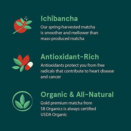 SB Organics Matcha Green Tea Gold Premium Powder - USDA Organic Non-GMO Classic Standard Culinary Ground Powder for Baking, Smoothies, Coffee, Tea - 16 oz