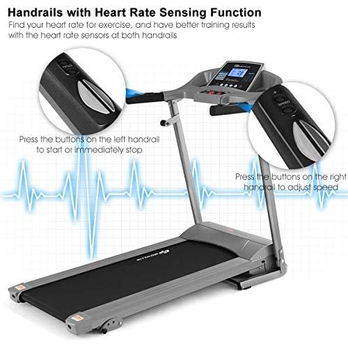 Goplus 2.25HP Electric Folding Treadmill with Incline, Walking Running Jogging Fitness Machine with Blue Backlit LCD Display for Home & Gym Cardio Fitness (Black Jaguar Ⅳ - Updated)