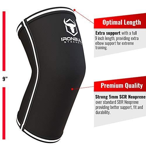 Elbow Sleeves 5mm (1 Pair) - High Performance Elbow Sleeve Support for Weightlifting, Weight Training & Powerlifting - Best Compression Straps - for Men and Women (XX-Large, Black/White)