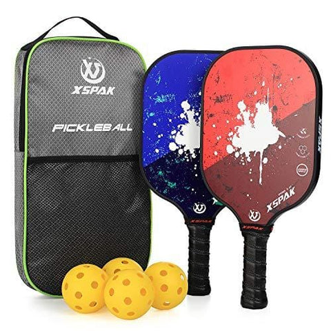 XS XSPAK Graphite Pickleball Paddle Set, Lightweight Graphite Honeycomb Composite Core Paddles Sets of 2 Including Racket Bag and 4 Balls, USAPA Approved