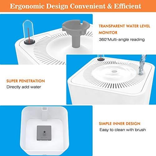 PAPIFEED Cat Water Fountain, Automatic Pet Water Dispenser, 2.2L Super Quiet Healthy Drinking Bowl with Visible Water Level, 5 Filters, USB Pump, Waterproof Mat and Brush for Cats Dogs [Upgraded 2019]