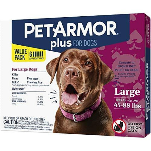 PetArmor Plus for Dogs, Flea and Tick Prevention for Large Dogs (45-88 Pounds), Includes 6 Month Supply of Topical Flea Treatments