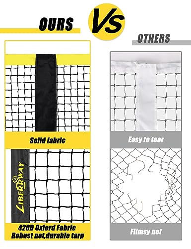 LIBERRWAY Pickleball Net Portable Pickle Ball Nets Outdoor Regulation Size 22FT Pickleball Practice Net System for Driveway Backyard Beach with Carrying Bag Metal Frame Strong PE Net All Weather