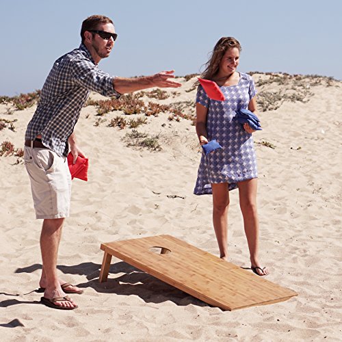 GoSports Bamboo Regulation Size Bamboo Cornhole Set | Includes 8 Bean Bags & Carrying Case
