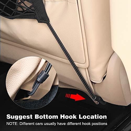 AUTOWN Car Dog Barrier, Auto Seat Net Organizer, Universal Stretchy Car Seat Storage Mesh & Mesh Cargo Net Hook Pouch Holder, Disturbing Stopper from Children and Pets as Car Backseat Barrier Net