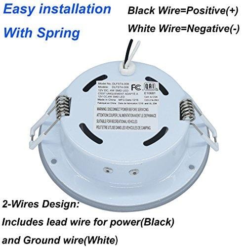 Facon 4.5Inch LED RV Puck Light Full Aluminum Recessed Mount Down Light 12V DC 4W 280Lumens