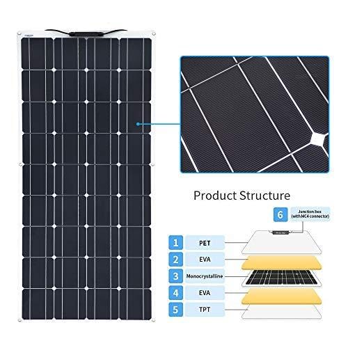 XINPUGUANG 2pcs 100w Solar Panel Semi Flexible 200W Solar System Photovoltaic Solar Panel Cell for Yacht,RV,Car,Boat and Other 12v Battery Charger(200W)