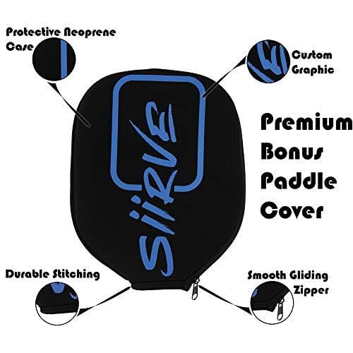 Graphite Pickleball Paddle with Cover | Double Sided Graphics | Premium Pickle Ball Racket and Case | Polymer Honeycomb Core | Best Graphics (Audio)