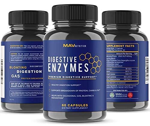 Digestive Enzymes + Probiotics Supplement Designed to Decrease Bloating and Flatulence with Protease Enzyme, Bromelain, and Papain; Digestion Aid with Three Powerful Strains of Bacteria; NON-GMO