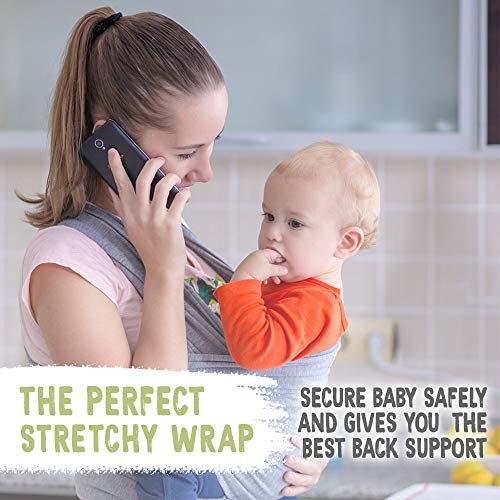 Baby Wrap Carrier All-in-1 Stretchy Baby Wraps - Baby Sling - Infant Carrier - Babys Wrap - Hands Free Babies Carrier Wraps - Baby Shower Gift (Classic Gray)