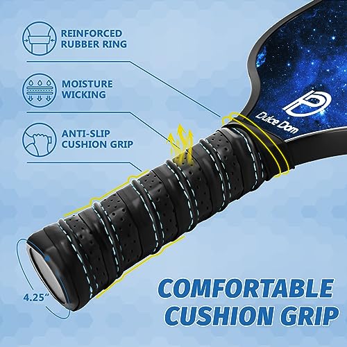DULCE DOM Pickleball Paddles Set of 4, USAPA Approved Fiberglass Surface Pickleball Set with Pickleball Paddles, 4 Pickleball Balls and Pickleball Bag, Pickle Ball Rackets Gifts for Beginners & Pros