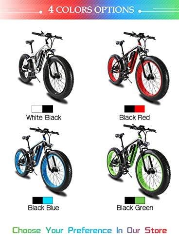 Cyrusher XF800 Fat Tire Electric Bike 1000W 48V Mens Mountain Bike Snow Ebike 26inch Bicycle Full Suspension Fork Hydraulic Brakes