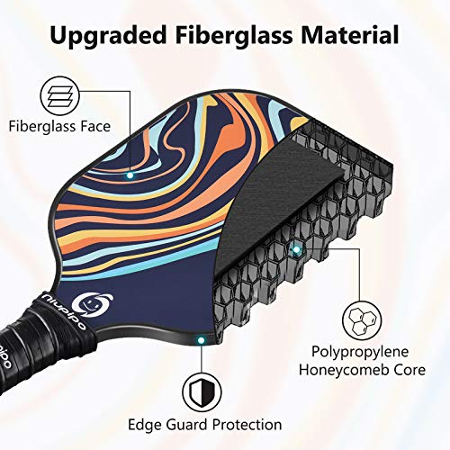 Pickleball Paddles, Parent, Child Pickleball Set, USAPA Approved Pickleball Paddles 4 Pack, 4 Balls, 1 Pickleball Bag, Fiberglass Surface, Polypropylene Honeycomb Core, Lightweight Pickleball Paddle