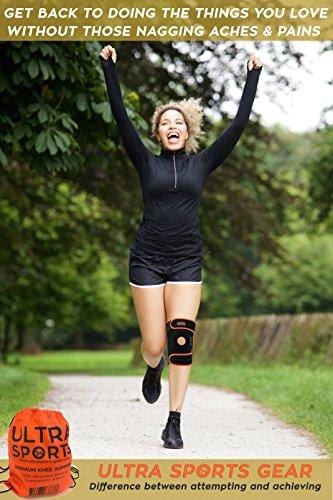 Knee Brace for Running, Meniscus Tear, Arthritis - ACL, Runners Knee, Basketball, Volleyball, Pain & Injury. Comfortable Neoprene Knee Support w/ Spring Stabilizers, Patella Protector to Relieve Pain