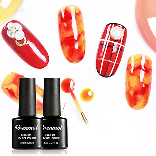 Vrenmol 2 Colors Blossom Gel Polish Soak Off UV LED White Clear Magic Blooming Gel Beautiful Flower Nail Art 0.27 fl.oz.