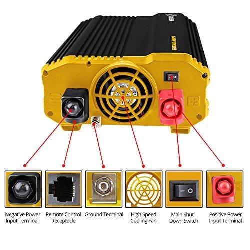 KRIËGER 1100 Watt 12V Power Inverter Dual 110V AC Outlets, Installation Kit Included, Automotive Back Up Power Supply For Blenders, Vacuums, Power Tools MET Approved According to UL and CSA.