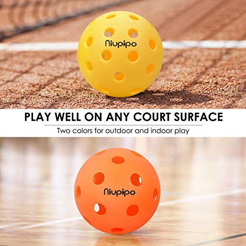 niupipo Indoor and Outdoor Pickleball Balls, Professional Pickleball Balls Set of 3 Indoor Pickleballs and 3 Outdoor Pickleballs, Highly Durable, Maximum Bounce Pop and Precise Flight Path