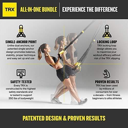 TRX All In One Home Gym Bundle: Includes All-In-One Suspension Trainer, Indoor & Outdoor Anchors, TRX XMount Wall Anchor, 4 Exercise Bands & Shaker Bottle