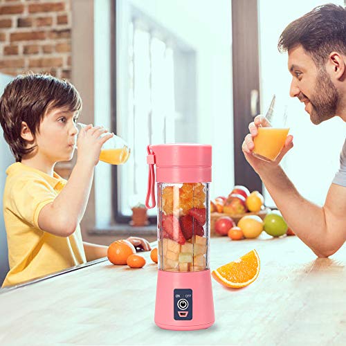 Portable Blender Cup,Electric USB Juicer Blender,Mini Blender Portable Blender For Shakes and Smoothies, juice,380ml, Six Blades for Great Mixing