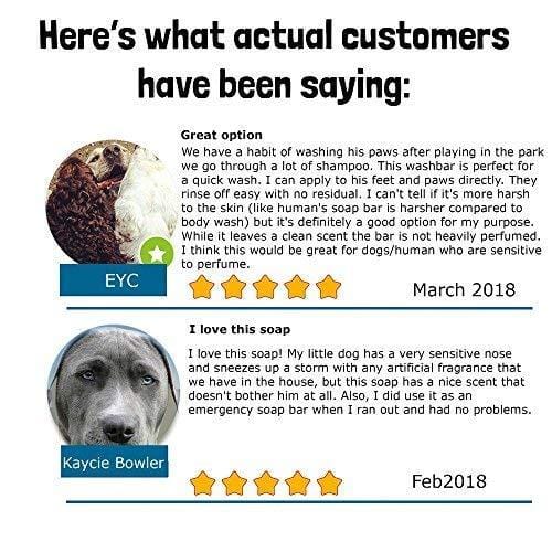 WashBar Natural Dog Shampoo - Twin Pack 100% Natural Soap Bar for Dry, Itchy or Sensitive Skin Grooming Made Easy with No Harsh Chemicals