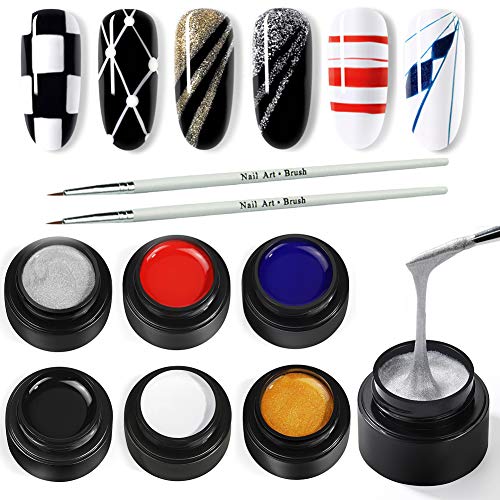 COSCELIA 6 Colors Drawing Gel Nail Polish Painting Brush Soak off Nail Art Gel Paint Drawing Line