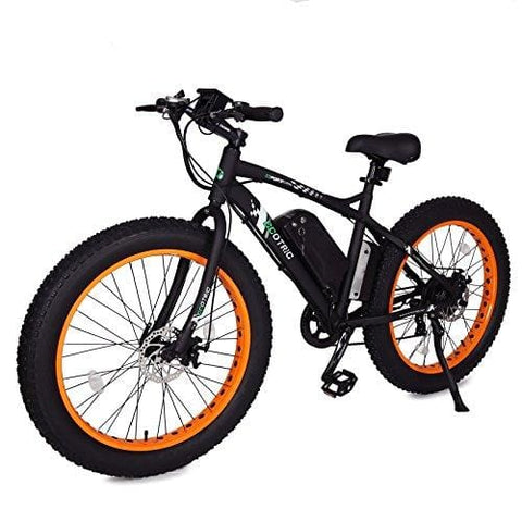 ECOTRIC Fat Tire Electric Bike Beach Snow Bicycle 26" 4.0 inch Fat Tire ebike 500W 36V/12AH Electric Mountain Bicycle with Shimano 7 Speeds Lithium Battery Black/Orange/Blue (Orange)