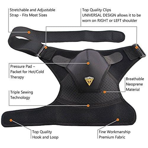 Shoulder Brace for Women & Men by FIGHTECH® | Support for Torn Rotator Cuff & Other Shoulder Injuries (Black, Large/X-Large)
