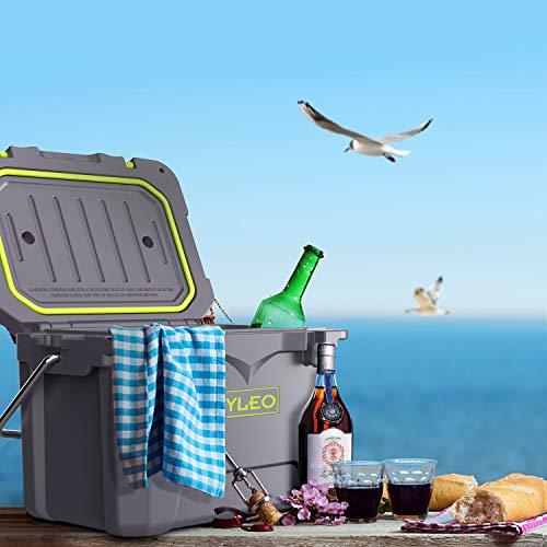 REYLEO Cooler, 21-Quart/20L Rotomolded Cooler, 30-Can Capacity, 3-Day Ice Retention, Heavy Duty Ice Chest (Built-in Bottle Opener, Cup Holder,incl.) for Camping, Fishing, and Other Activities - A21
