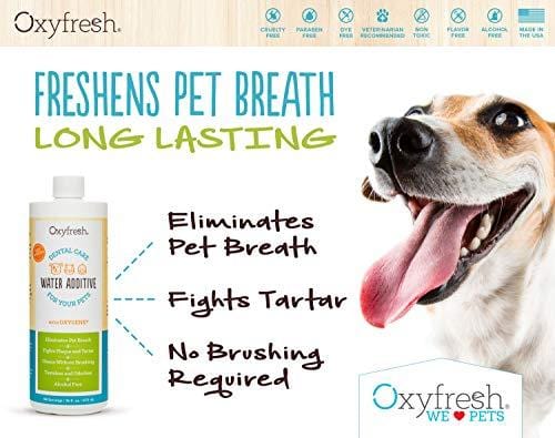 Oxyfresh Premium Pet Dental Care Solution (16oz): Best Way To Eliminate Bad Dog Breath & Cat Breath - Fights Tartar, Plaque & Gum Disease! - So easy, just add to water! Vet Recommended!