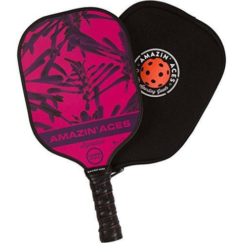 Amazin' Aces Signature Pickleball Paddle | USAPA Approved | Graphite Face & Polymer Core | Premium Grip | Paddles Available as Single or Set | Set Includes Balls & Bag | Includes Racket Case & eBook