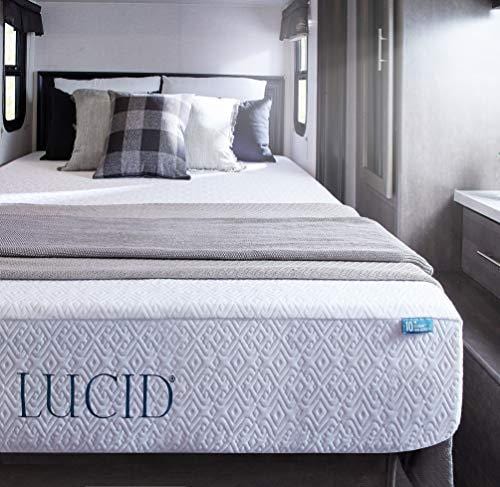 LUCID 10 Inch Gel Memory Foam Mattress - Dual-Layered - CertiPUR-US Certified - 10-Year U.S. Warranty - Short/RV Queen