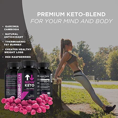 Keto+SHREDZ Raspberry Ketones Supplement Capsules | Best Ketosis Supplement to Facilitate Fat Burn, Boost Energy, and Stimulate Your Mind | Contains Garcinia Cambogia, Green Tea, Caffeine, and Green