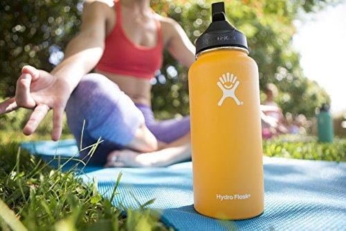 Hydro Flask Wide Mouth BPA Free Insulated Sports Water Bottle Straw Lid, Black