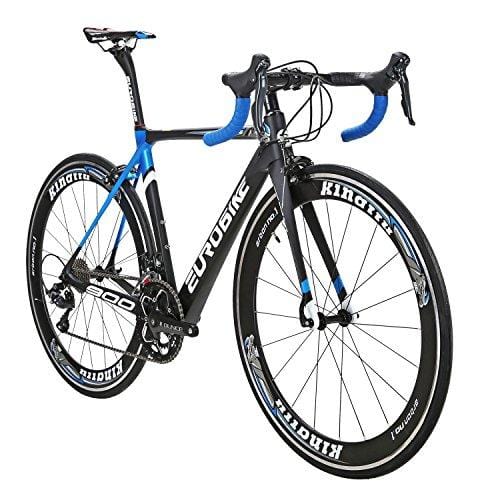 Eurobike EUR900 50CM Carbon Frame Road Bike 18 Speed 700C Racing Bicycle Black-Blue 60