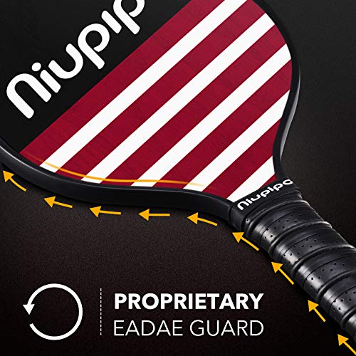 niupipo Pickleball Paddles, Pickleball Set 4 Paddles with 6 Balls and 1 Carry Bag, 7-ply Basswood Wood Pickleball Paddles, Safe Edge Guard, Cushioned Grip, Wooden Pickleball Paddle 4 Pack for Beginner