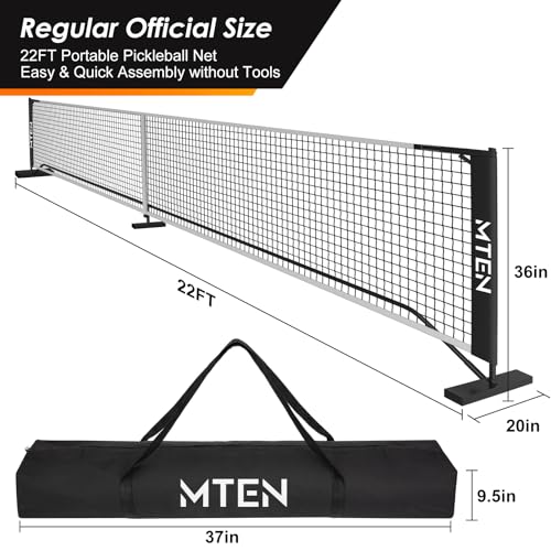 Pickleball Net, 22 FT USAPA Regulation Size Portable Pickleball Net, Steady Metal Frame for All-Weather Resistant Play in Backyards,Outdoor Indoor Driveway
