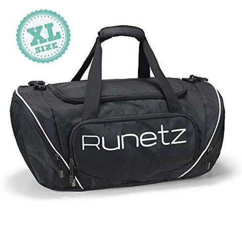 Runetz - Gym Bag for Women and Men - Ideal Workout Overnight Weekend Bag - Sport Duffle Bag - XL SIZE 30 x 14 x 12 inches - BLACK