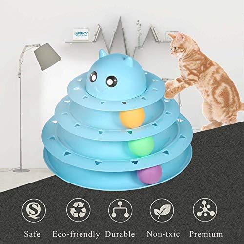 UPSKY Cat Toy Roller Cat Toys 3 Level Towers Tracks Roller with Three Colorful Ball Interactive Kitten Fun Mental Physical Exercise Puzzle Toys