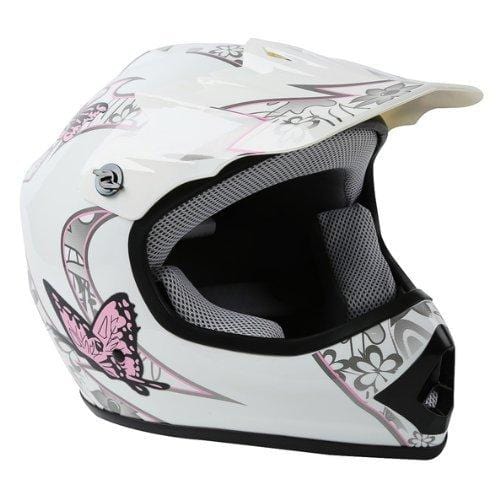 TCMT DOT Certified Youth Pink Butterfly Dirt Bike ATV Offroad Street Motorcycle Motocross Helmet Goggles Gloves (L)