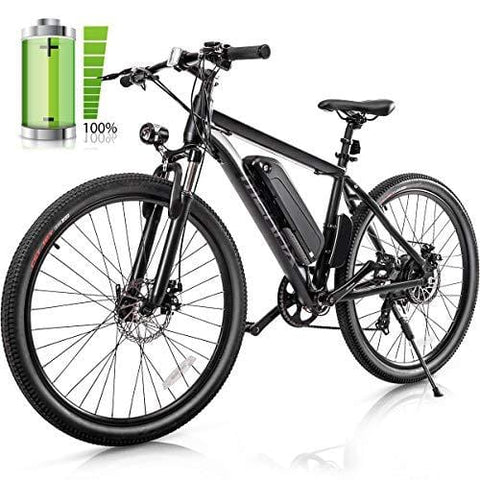 Merax 26” Electric Mountain Bicycle - 350W Electric Bike with 36V/8.8AH Removable Lithium-Ion Battery, Shimano 7 Speed Shifter (Black)