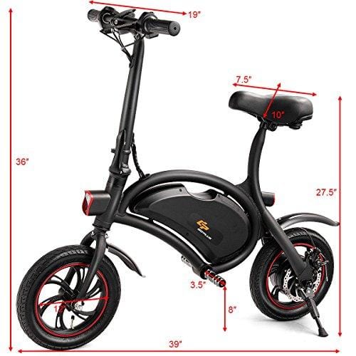 Goplus Folding Electric Bike 350W Lightweight E-Bike Mini Electric Bicycle Scooter Max Speed Up to 19 MPH with 12.5 Mile Range, Cruise Control System, APP Speed Setting and Headlight (Black)