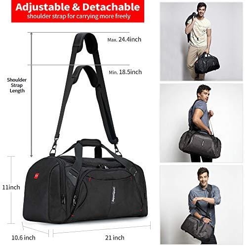 ASPENSPORT Duffel Bag for Travel Sport Gym Water Resistant Carry on 40 L Black