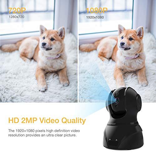 Famisafe Wireless Pet Camera - FHD 1080P Dog Camera 2MP Camera with Pan/Tilt/Zoom, 2-Way Audio, Motion Detection, Night Vision, Remote Monitor for Baby Pet Elder, Work with Alexa (Android/iOS) - Black