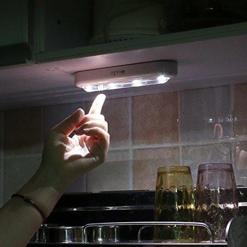 OxyLED Tap Closet Lights, One Touch Light, Stick-on Anywhere 4-Led Touch Tap Light, Cordless Touch Sensor LED Night Light, Battery Operated Stair Safe Lights, 180° Rotation, 3 Pack