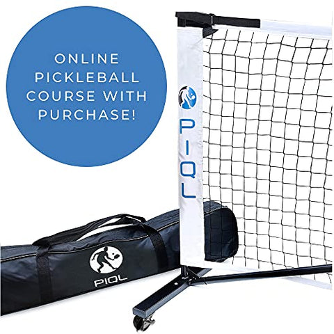 Portable Pickleball Net System with Wheels - Metal Frame Regulation Size Set with Net - Indoor & Outdoor Pickleball Nets - Easy to Assemble Court Without Tools - Carry Bag for Pickle Ball Set Storage